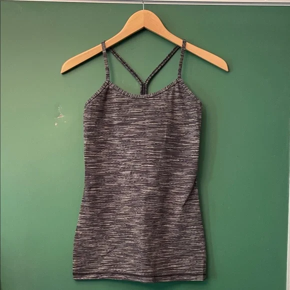 lululemon athletica Power Y Womens 6 Black & Grey Top Yoga Activewear - Picture 1 of 8